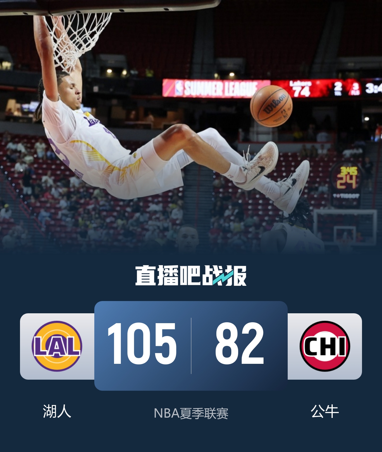 湖人夏季联赛大胜公牛，24号秀卡尔14分，4号秀威尔逊21+8+8失误